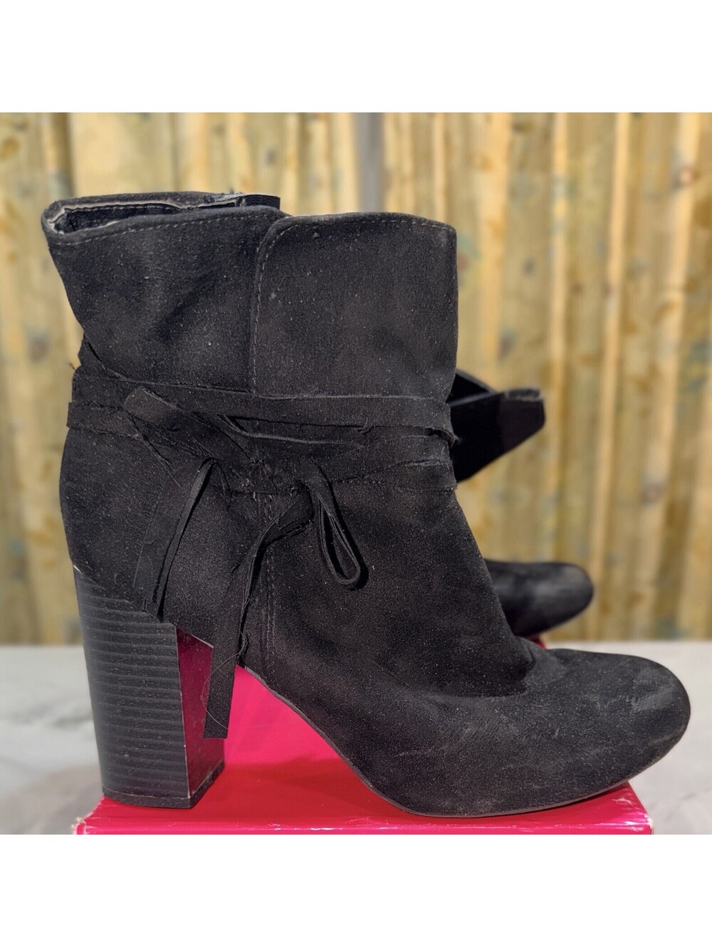 Christian Siriano Payless Black Faux Suede Fringe Ankle Boots Women Size 9
